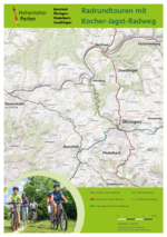 Karte mit Radrundtouren, die den bekannten Kocher-Jagst-Radweg beinhalten